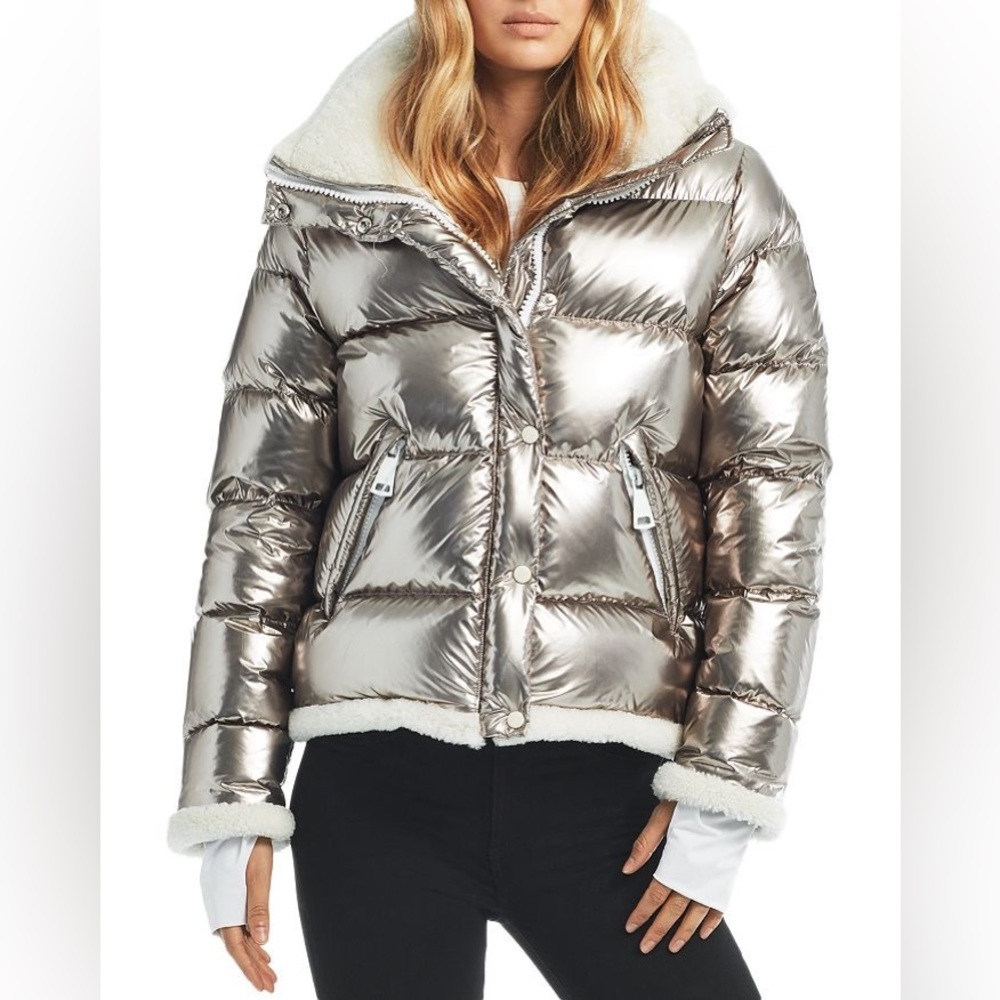 🧥Sam Silver Gigi Shearling Trim Down Jacket - 100% Exclusive Size L